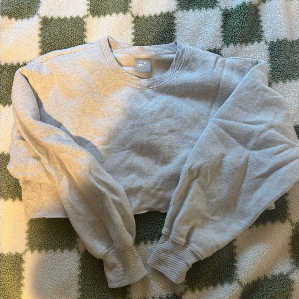 Aritzia TNA CozyAF Fleece in heather grey cropped